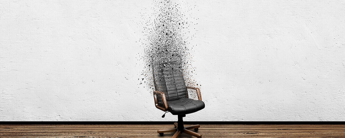 Office chair disappears inside a room