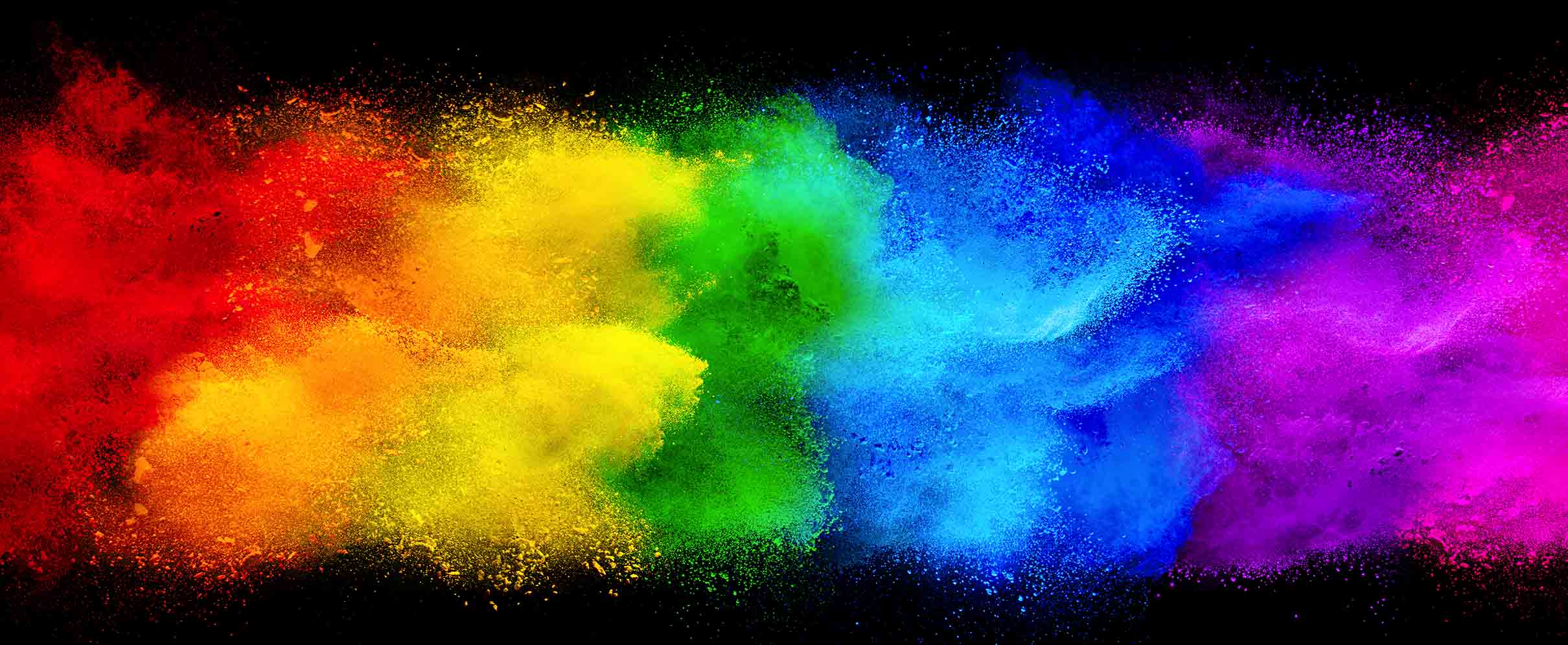 Colorful powders exploding
